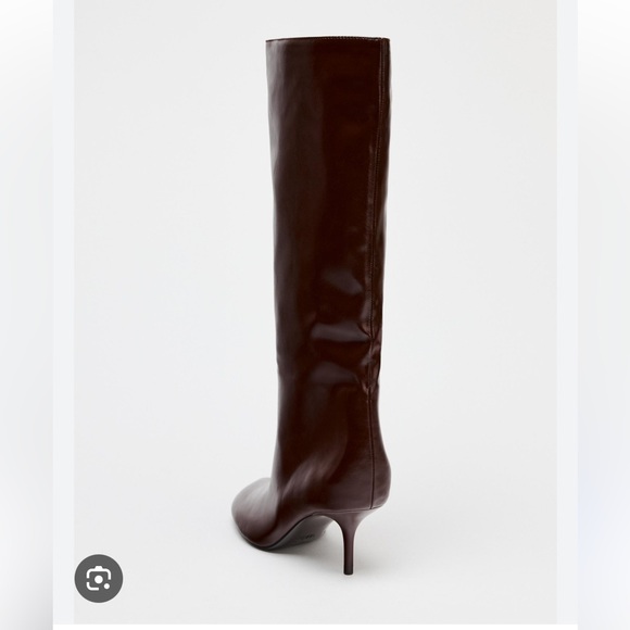 Zara NWT burgundy high heel boots 2015/510 - Picture 2 of 6